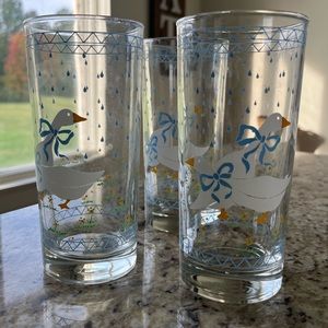 Vintage  Anchor Hocking Drinking Glasses Farm Country Goose Duck Set of 3